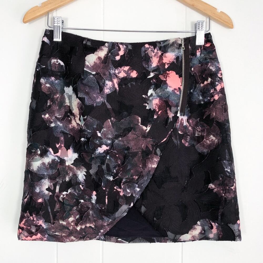 Luba Hannah Payne Floral Mini Skirt Whimsigoth Fairy Goth Tulip Hem Size 2 Black